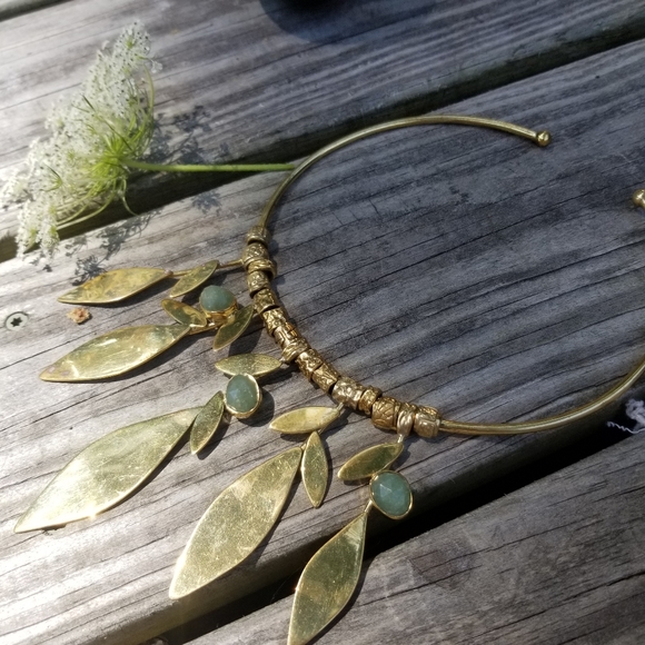 bisjoux Jewelry - Handmade jade brass necklace collar wild